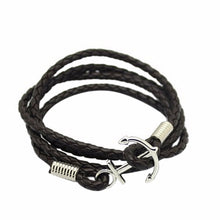 PU Leather Men Bracelet Jewelry Man Anchor Bracelet Wristband Charm Braclet For Male Accessories Hand Cuff J4U66