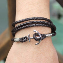 PU Leather Men Bracelet Jewelry Man Anchor Bracelet Wristband Charm Braclet For Male Accessories Hand Cuff J4U66