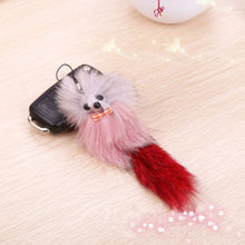 Phone Pendant Random Color Keychain Cute Plush Faux Fox Fur Handbag Key Ring J4U66