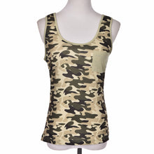 S-XXL Women Camouflage Tank Tops Lady Army Camo Sleeveless Vest Top Off Shoulder Camouflage T-Shirt Blouse with Pocket J4U66