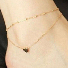 Sexy Gold Tone Love Heart Ankle Bracelet Double Layer Chain Foot Anklet J4U66