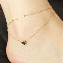 Sexy Gold Tone Love Heart Ankle Bracelet Double Layer Chain Foot Anklet J4U66