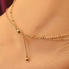 Sexy Gold Tone Love Heart Ankle Bracelet Double Layer Chain Foot Anklet J4U66
