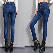 Sexy Women Denim Skinny Pants High Waist Stretch Jeans Body Building Slim Long Pencil Pants Trouser3 Color J4U66