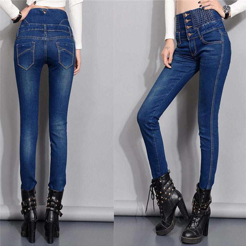 Sexy Women Denim Skinny Pants High Waist Stretch Jeans Body Building Slim Long Pencil Pants Trouser3 Color J4U66
