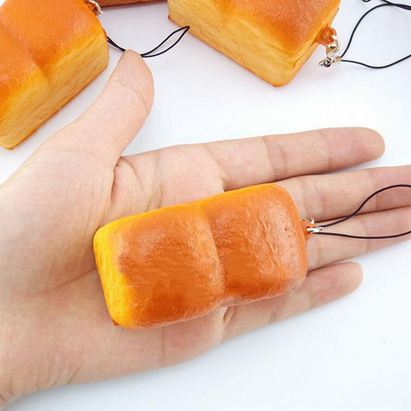 Squishy Bear Printed Key Chains Kawaii Squishy Bread Soft Toast Phone Straps Bag Parts & Accessories 5*3.5*3.5CM J4U66
