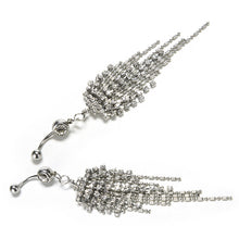 Tassel Navel Piercing Crystal Rhinestone Dangle Belly Button Ring Body Jewelry J4U66