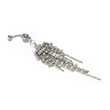 Tassel Navel Piercing Crystal Rhinestone Dangle Belly Button Ring Body Jewelry J4U66