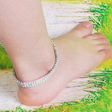 Three Row Crystal Rhinestone Tennis Elastic Ankle Chain Bracelet Jewelry Sexy Anklet Bridal Wedding Accessories for Women J4U66