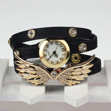 Vintage Leather Strap Angel Wings Rivet Bracelet Watches Wristwatch J4U66