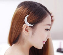 Women Girl Chic Crystal Rhinestone Moon Hair Clip Bang Clip Hairpin J4U66