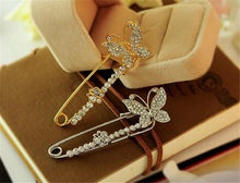 S Bridal Crystal Brooches Pins Women Silver Gold Plated Butterfly Brooch J4U66