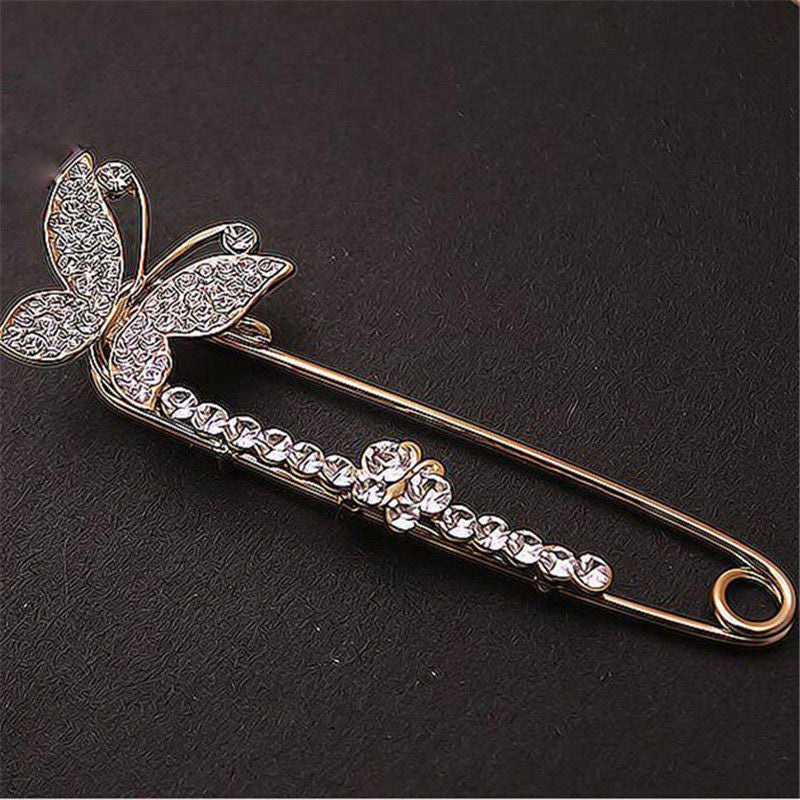 S Bridal Crystal Brooches Pins Women Silver Gold Plated Butterfly Brooch J4U66