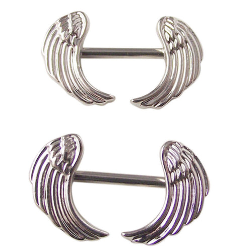 12G Surgical Steel Angle Wings Nipple Rings Barbell Body Piercing Jewelry for Women Men Nice Gifts  J4U66
