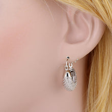 1pair 18k platinum plated moon stripe hoop loop earrings clasp jewelry gift for women lady J4U66