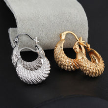 1pair 18k platinum plated moon stripe hoop loop earrings clasp jewelry gift for women lady J4U66