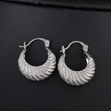 1pair 18k platinum plated moon stripe hoop loop earrings clasp jewelry gift for women lady J4U66