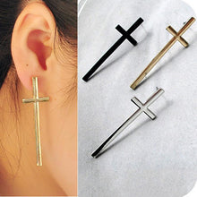 Cross Earrings Cross Stud Earrings Cross Ear Stud Women and Men Jewelry Silver Gold Black Colors J4U66