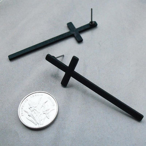 Cross Earrings Cross Stud Earrings Cross Ear Stud Women and Men Jewelry Silver Gold Black Colors J4U66