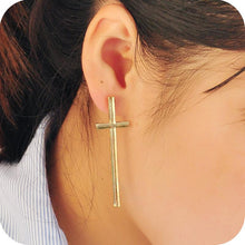 Cross Earrings Cross Stud Earrings Cross Ear Stud Women and Men Jewelry Silver Gold Black Colors J4U66