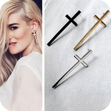 Cross Earrings Cross Stud Earrings Cross Ear Stud Women and Men Jewelry Silver Gold Black Colors J4U66