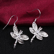 Crystal Dragonfly silver plated Earrings Jewelry trends exquisite beauty of high - quality Drop Earrings Women jewelry J4U66
