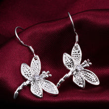 Crystal Dragonfly silver plated Earrings Jewelry trends exquisite beauty of high - quality Drop Earrings Women jewelry J4U66