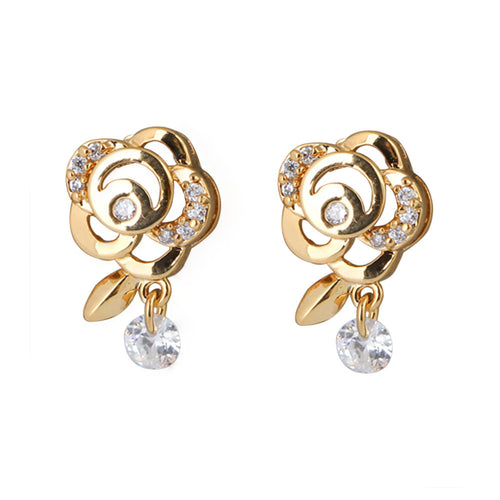 1paircrystal zircon earring 18k gold plated flower earring women earings stud earring jewelry J4U66