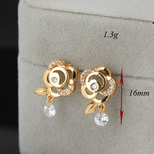 1paircrystal zircon earring 18k gold plated flower earring women earings stud earring jewelry J4U66