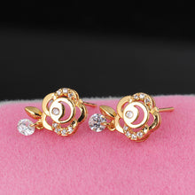 1paircrystal zircon earring 18k gold plated flower earring women earings stud earring jewelry J4U66