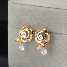1paircrystal zircon earring 18k gold plated flower earring women earings stud earring jewelry J4U66