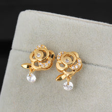 1paircrystal zircon earring 18k gold plated flower earring women earings stud earring jewelry J4U66