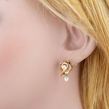 1paircrystal zircon earring 18k gold plated flower earring women earings stud earring jewelry J4U66