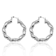 Jewelry Charm Simple Style Hoop Earrings Silver Plated Twisted Rope Women Hoop Earrings J4U66