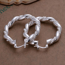 Jewelry Charm Simple Style Hoop Earrings Silver Plated Twisted Rope Women Hoop Earrings J4U66