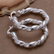 Jewelry Charm Simple Style Hoop Earrings Silver Plated Twisted Rope Women Hoop Earrings J4U66