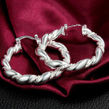 Jewelry Charm Simple Style Hoop Earrings Silver Plated Twisted Rope Women Hoop Earrings J4U66