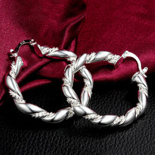 Jewelry Charm Simple Style Hoop Earrings Silver Plated Twisted Rope Women Hoop Earrings J4U66