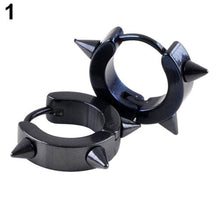 Titanium Steel Punk Rivet Ear Studs Spike Hoop Huggie Piercing Earrings For Women J4U66