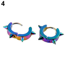 Titanium Steel Punk Rivet Ear Studs Spike Hoop Huggie Piercing Earrings For Women J4U66
