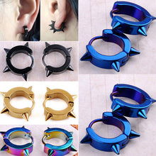 Titanium Steel Punk Rivet Ear Studs Spike Hoop Huggie Piercing Earrings For Women J4U66
