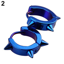 Titanium Steel Punk Rivet Ear Studs Spike Hoop Huggie Piercing Earrings For Women J4U66