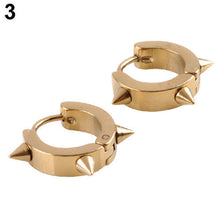 Titanium Steel Punk Rivet Ear Studs Spike Hoop Huggie Piercing Earrings For Women J4U66