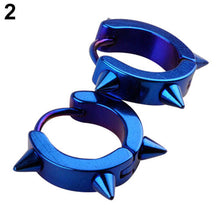 Titanium Steel Punk Rivet Ear Studs Spike Hoop Huggie Piercing Earrings For Women J4U66