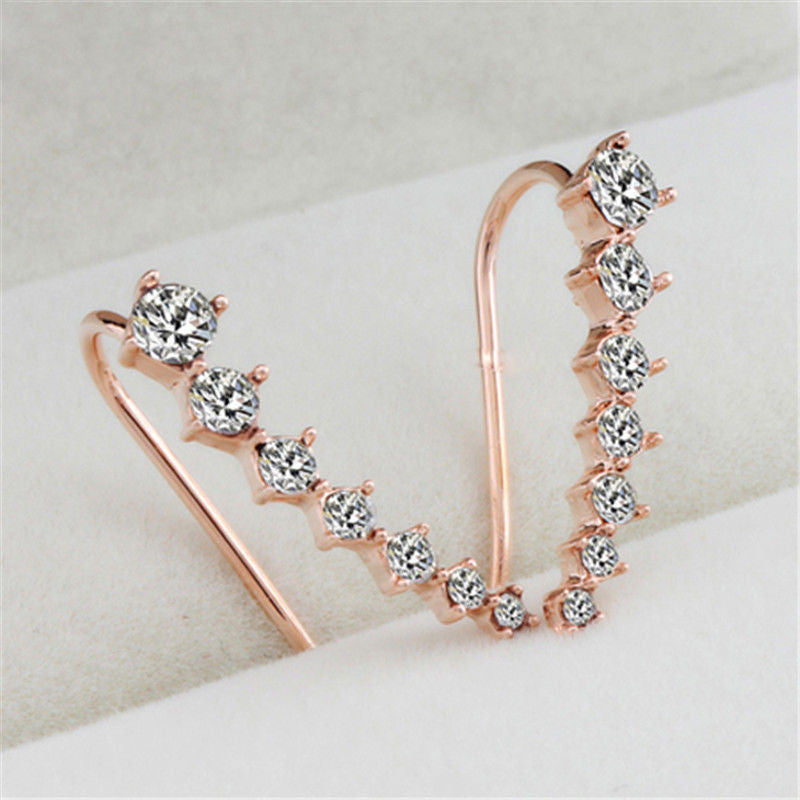 Women Earrings Four-prong Setting 7Pcs Cz Diamonds 18k Gold Plated Earrings Jewelry J4U66