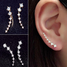 Women Earrings Four-prong Setting 7Pcs Cz Diamonds 18k Gold Plated Earrings Jewelry J4U66