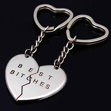 Friendship Forever Keychain Heart Pendant Pieces Broken Two Best Bitches Keyrings For Women Jewelry Gold Silver Colors J4U66