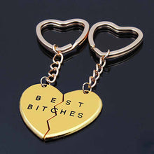 Friendship Forever Keychain Heart Pendant Pieces Broken Two Best Bitches Keyrings For Women Jewelry Gold Silver Colors J4U66