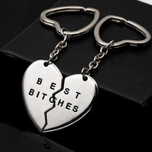Friendship Forever Keychain Heart Pendant Pieces Broken Two Best Bitches Keyrings For Women Jewelry Gold Silver Colors J4U66
