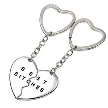 Friendship Forever Keychain Heart Pendant Pieces Broken Two Best Bitches Keyrings For Women Jewelry Gold Silver Colors J4U66